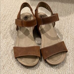 Nubuck Leather sandal in Cognac with adjustable Velcro strap